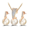 Pearl necklace earring set for wedding banquet, diamond crystal pearl, electroplated finish, women's jewellery