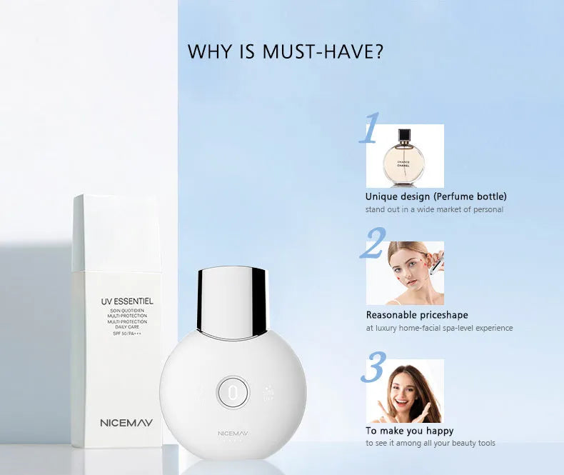 White ABS plastic palm sonic cleansing apparatus for blackhead and dead skin removal, model BJ-1809