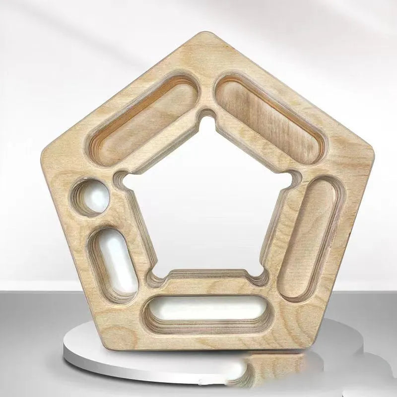Birch climbing finger force board with pentagonal round design for portable training