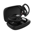 LED Digital Display Hanging Ear Bluetooth 5.0 Wireless Headset in black with battery indicator
