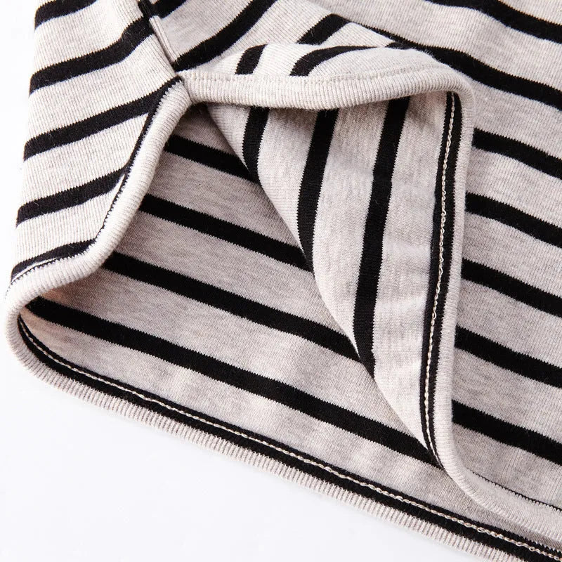 Girls striped long sleeve cotton T-shirt in black or red colours