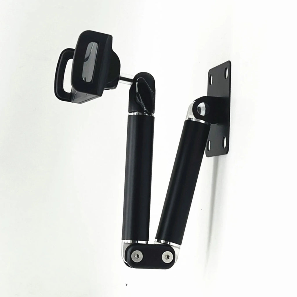 Universal alloy wall rack holding a tablet and a large mobile phone, with foldable and adjustable style options