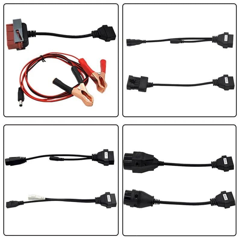DS150e TCS CDP 2015 R1 diagnostic interface with eight colour-coded connection cables and power cable