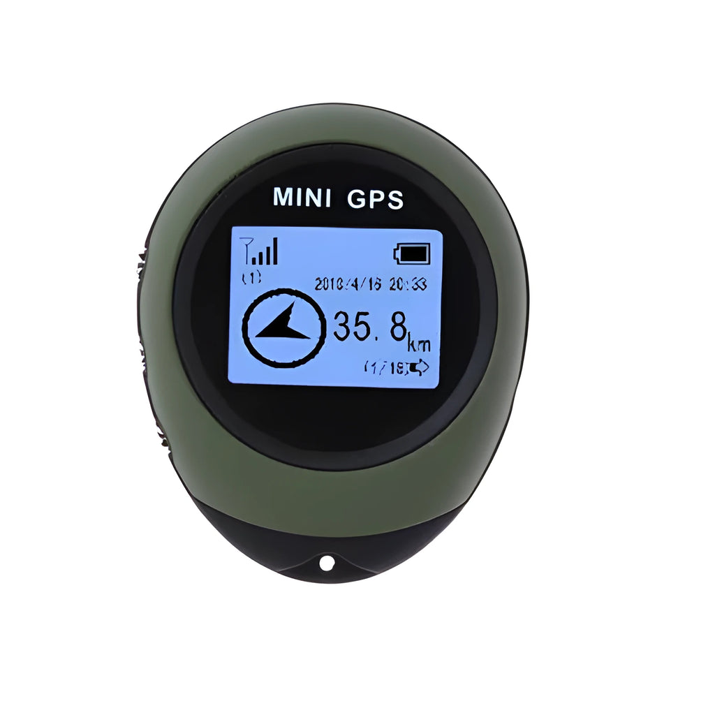 Green car GPS tracker with plastic housing, polymer battery, 10 hour battery life, and waterproof function.
