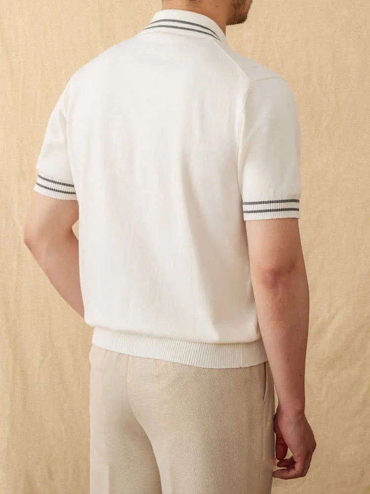 Cotton blend lapel collar polo shirt in apricot colour with short sleeves