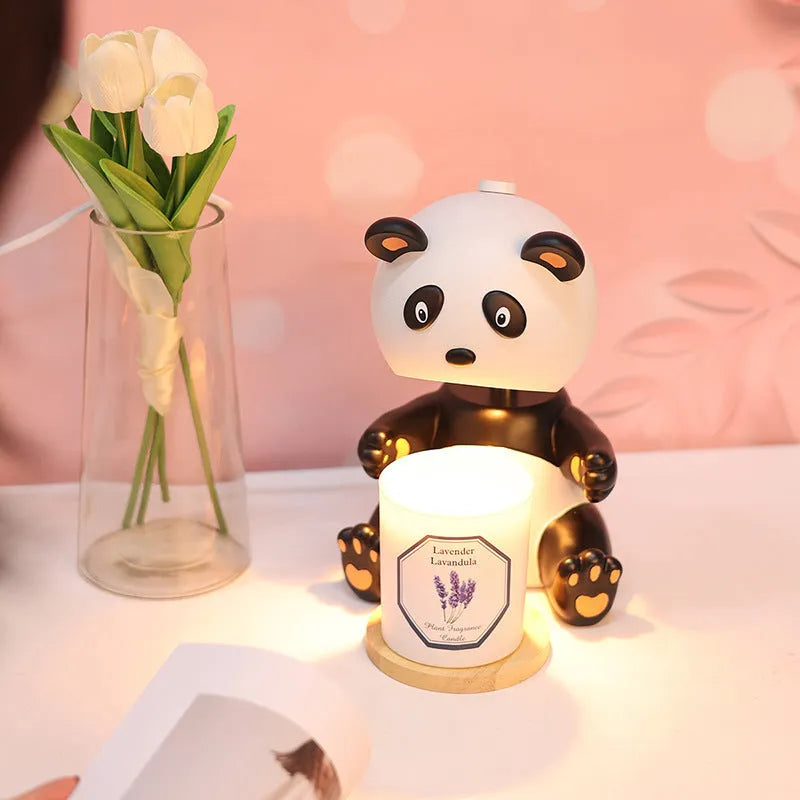 Panda aromatherapy wax table lamp with night light in modern simplicity style, 220V