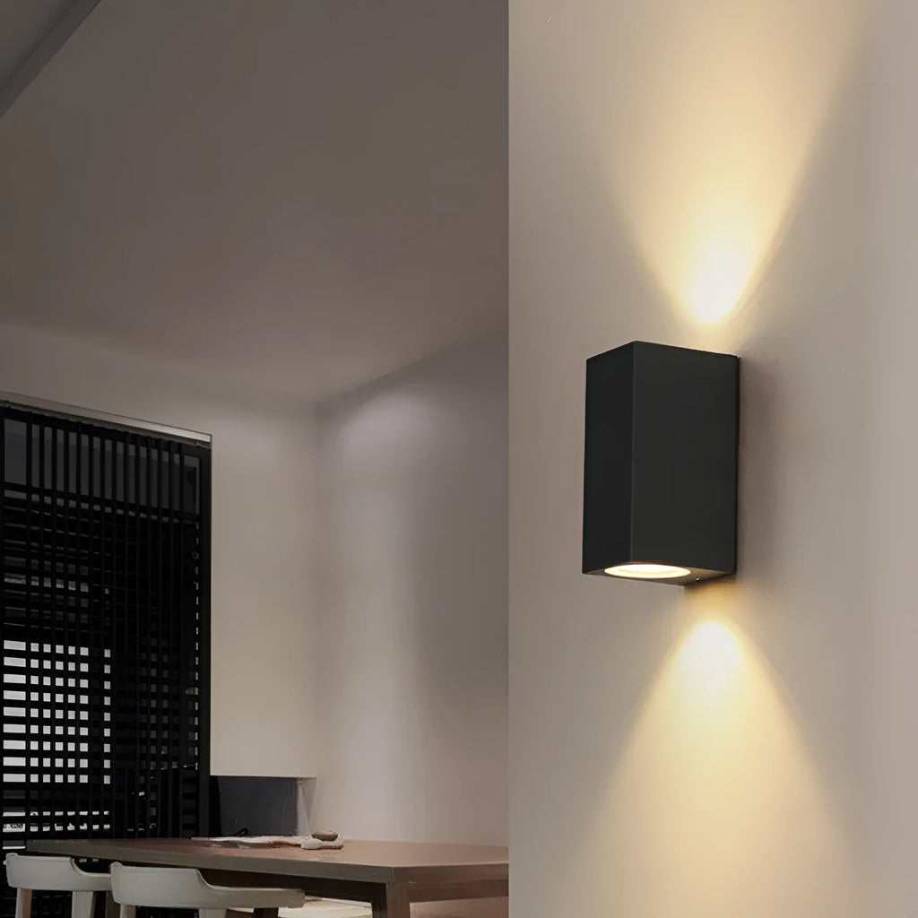 Black aluminium wall lamp with LED light source in 10W or 12W power options
