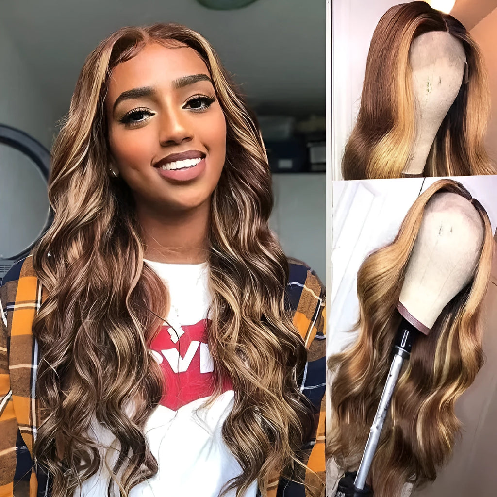 Front lace wig with African black gradient colour and big wave styling in long curly synthetic hair
