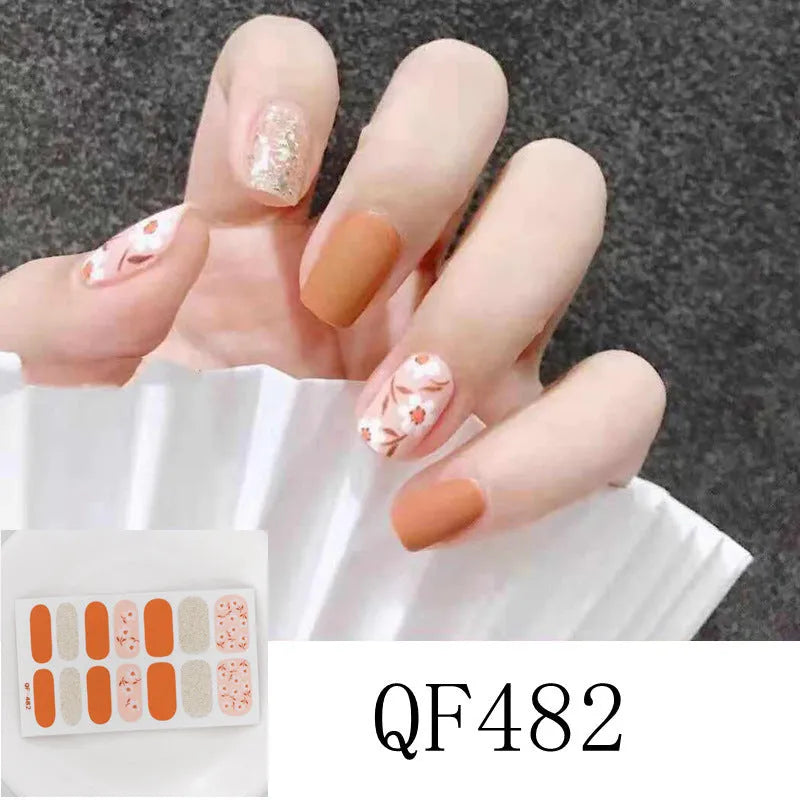 3D diamond waterproof nail stickers for pregnant women, 14 full coverage stickers per pack, multiple colour styles