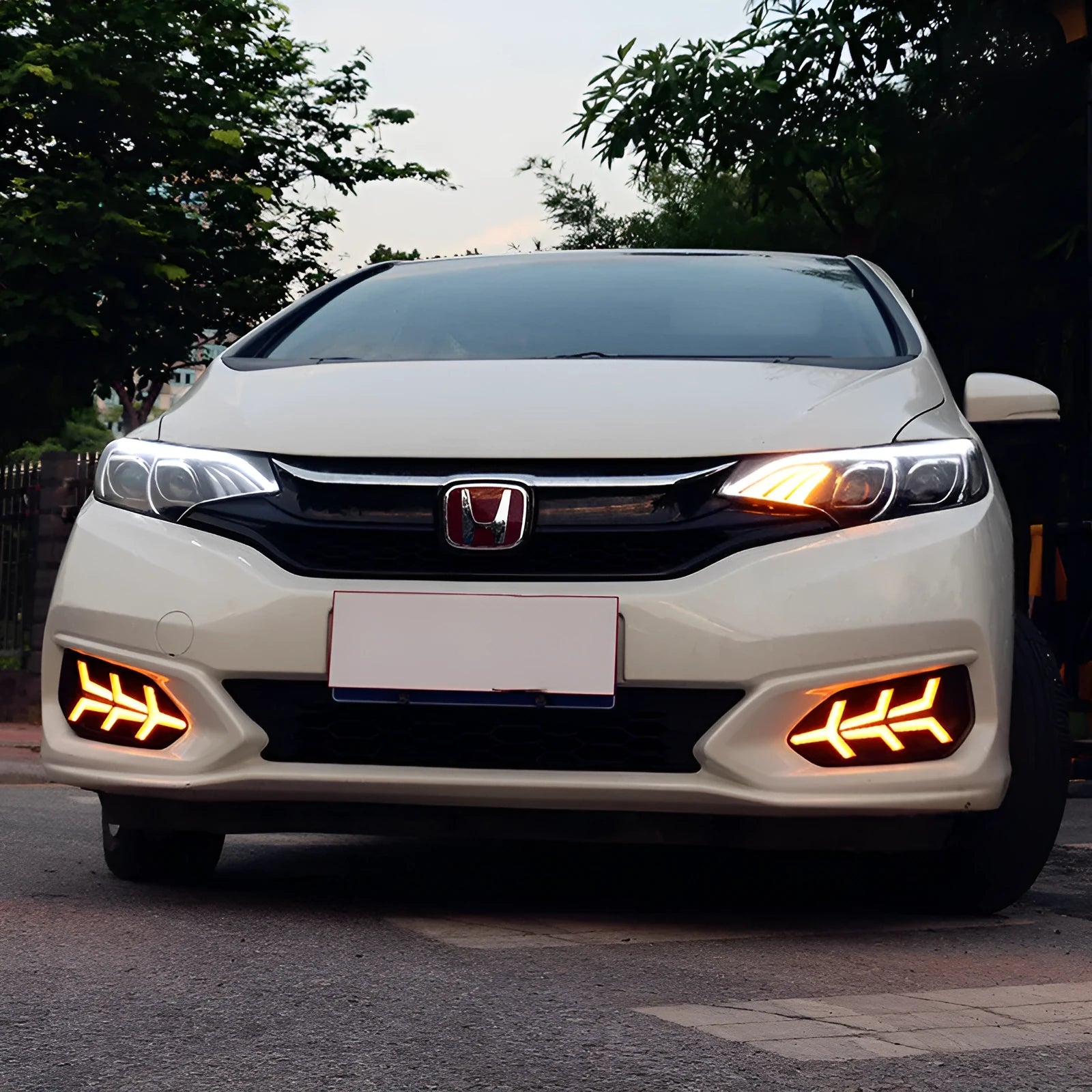 Car modified two-color daytime running light with ABS fog lamp frame and acrylic lens