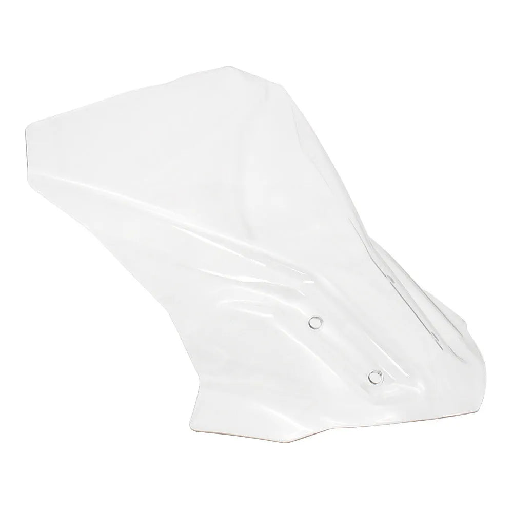 Transparent gray motorcycle windshield shroud for BMW G310GS, side view installed on bike