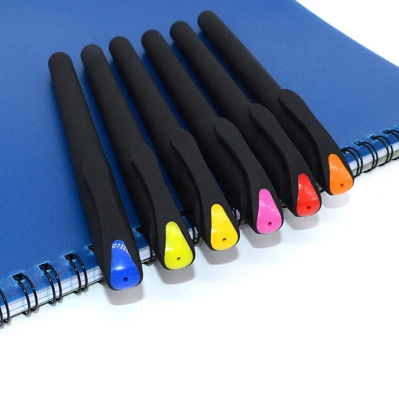 Set of 10 plastic gel pens with black refills showing 14cm length