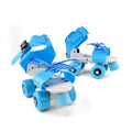 Double row adjustable roller skates for children with ABS frame and PUU wheels, blue colour