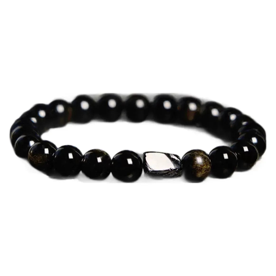 Natural obsidian bracelet with constellation design and 8mm stone in retro unisex style