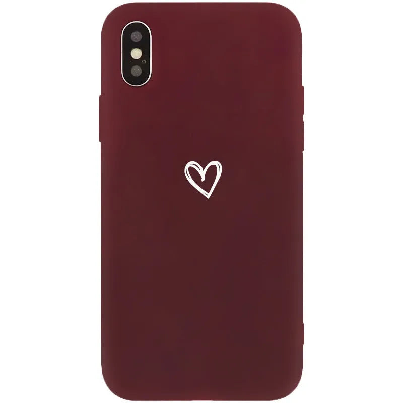 Painted Love TPU phone case for iPhone with hand-painted red love design on a black case