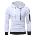 Men's sweatshirt hoodie with arm zipper long sleeve slim top in solid colour, O-neck, cotton poly blend, side view