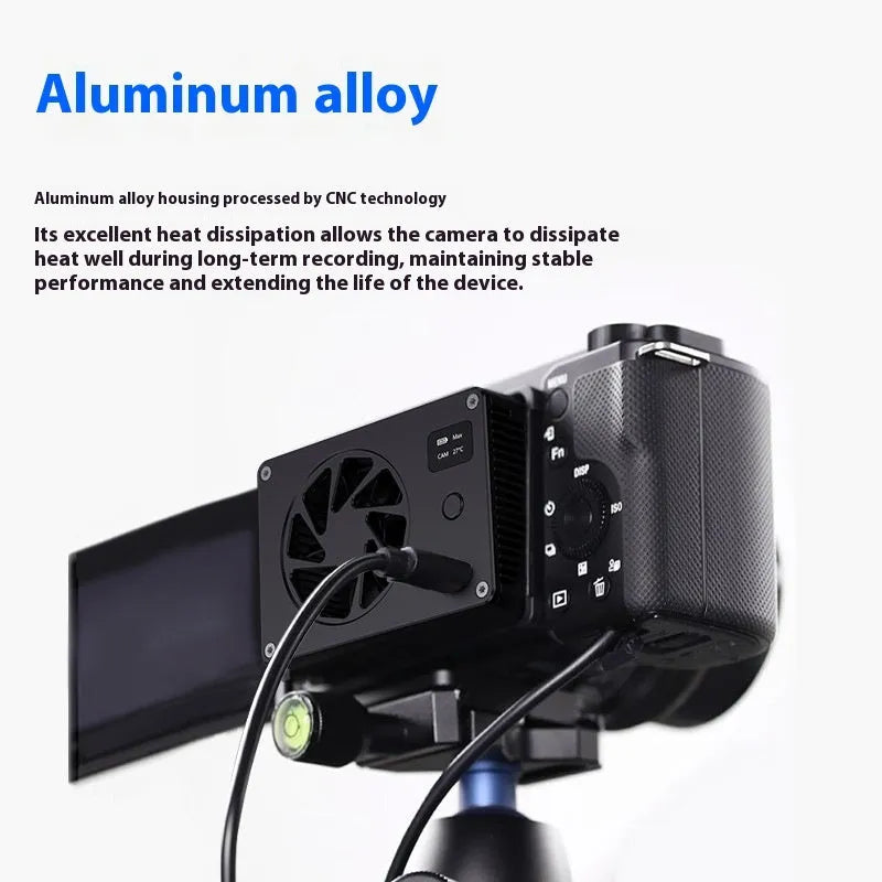 Black aluminium alloy smart cooling mute fan radiator measuring 89mm x 52mm x 25.95mm