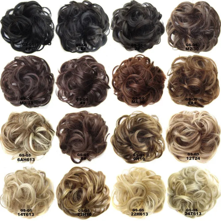 Adjustable hair ring in a natural black shade for creating hair buns and ponytails