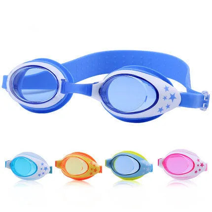 Children's anti-fog swimming goggles with PC lens in blue colour option