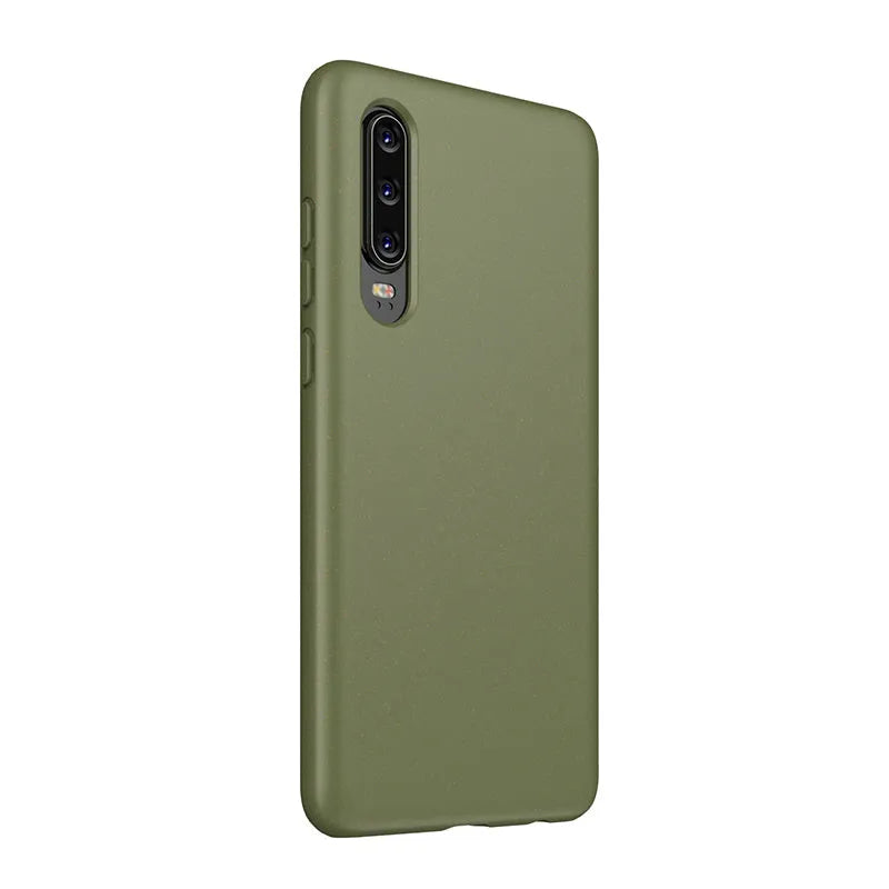 Huawei P30 mobile phone case in TPU material showing colour options: Army Green, Black, Blue, Pink, Red, Yellow.