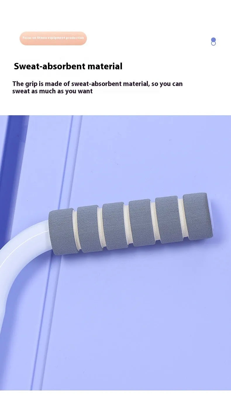 Multi-functional supine board in gray on floor for home abdominal exercise