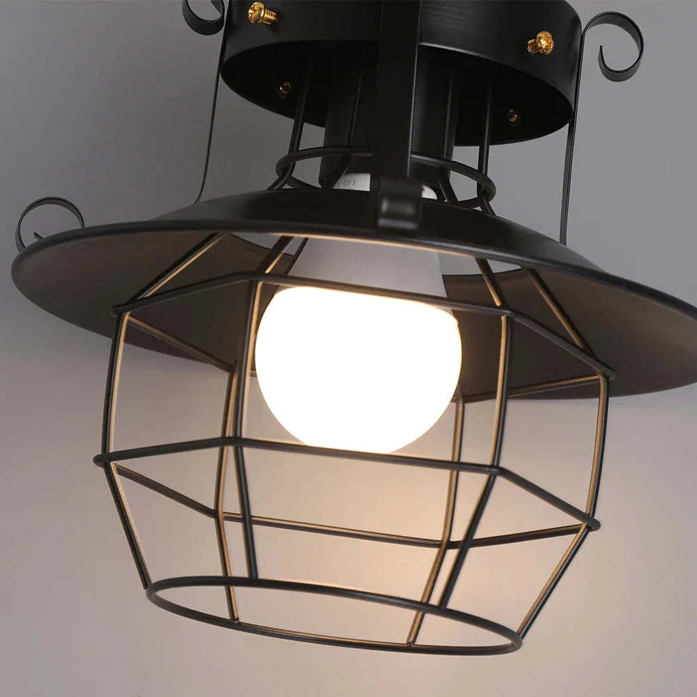 Retro iron droplight lantern lamp with single-head design for restaurant or corridor lighting