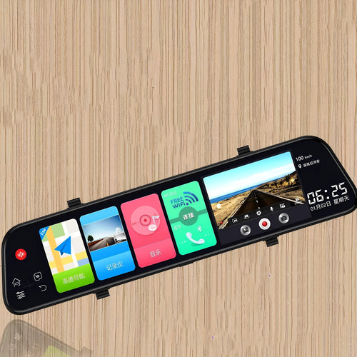 12-inch rearview mirror tachograph with dual cameras for commercial vehicles