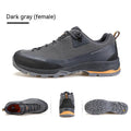 Men's low-top hiking boots in black with a rubber outsole and lace-up front.