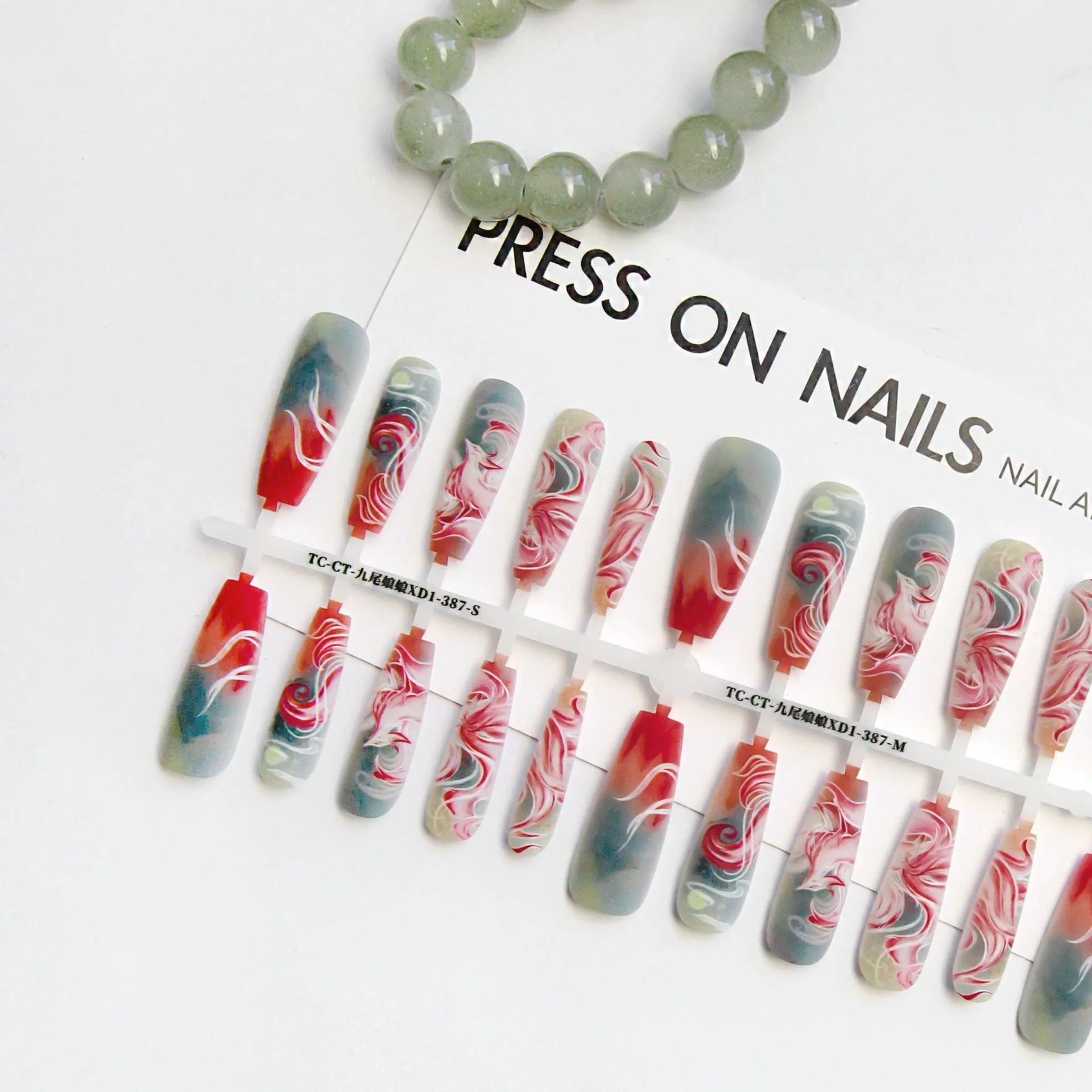 Nine tail lady long ladder plated crystal suede frosted sealing nail art stickers 40 pieces