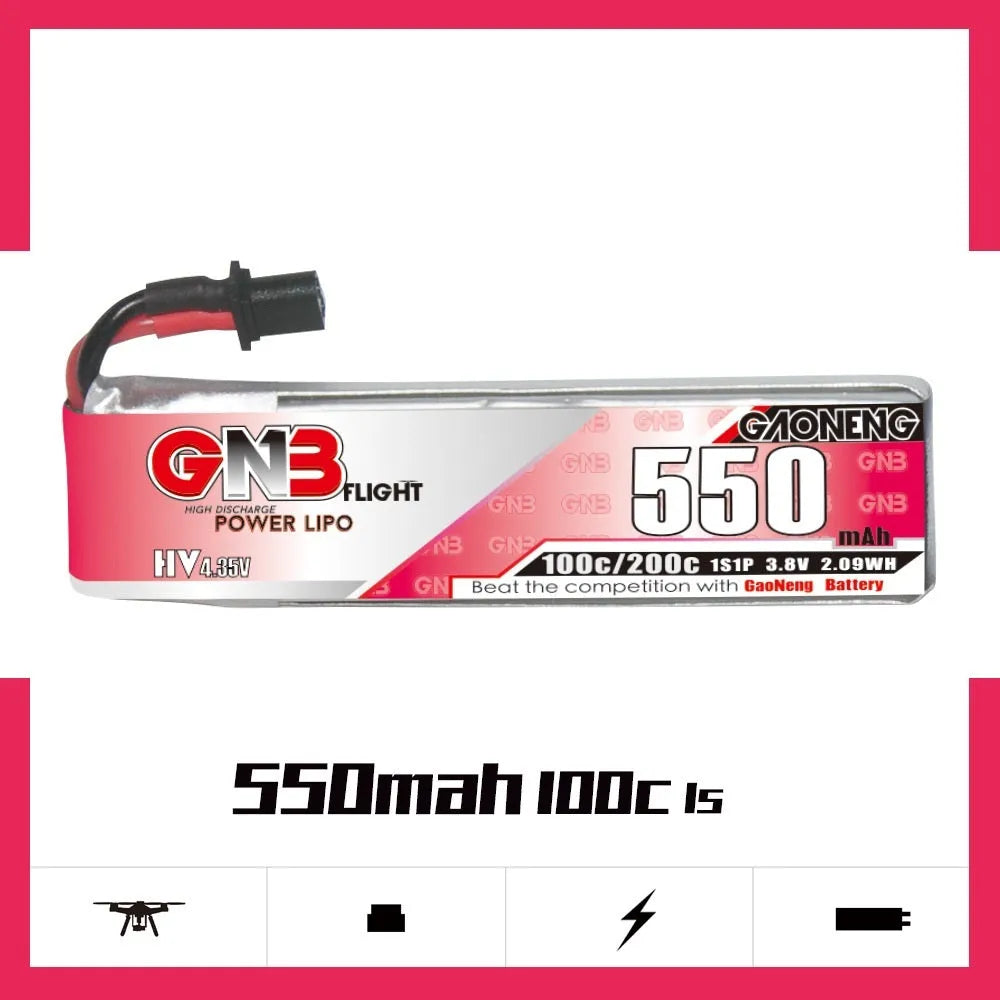 GNB High Energy 550mAh 1S 3.8V lithium battery with A30 plug for RC models