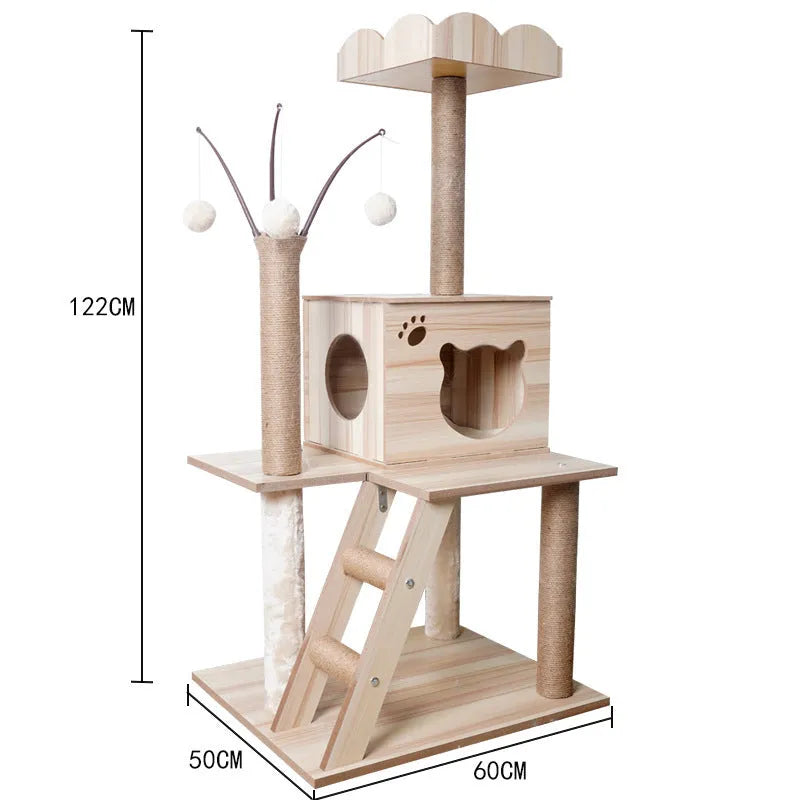 Cat crawl nest scratching board tree wooden space capsule pet house with scratching surface for indoor cats