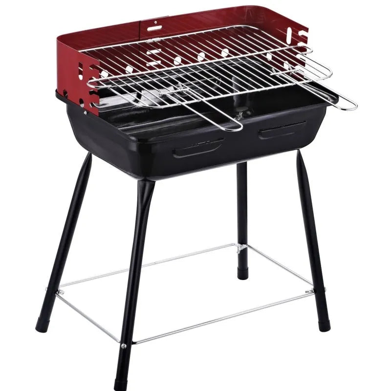 Portable metal barbecue oven, black, 29x12x44cm, for camping and outdoor grilling with 3-5 people
