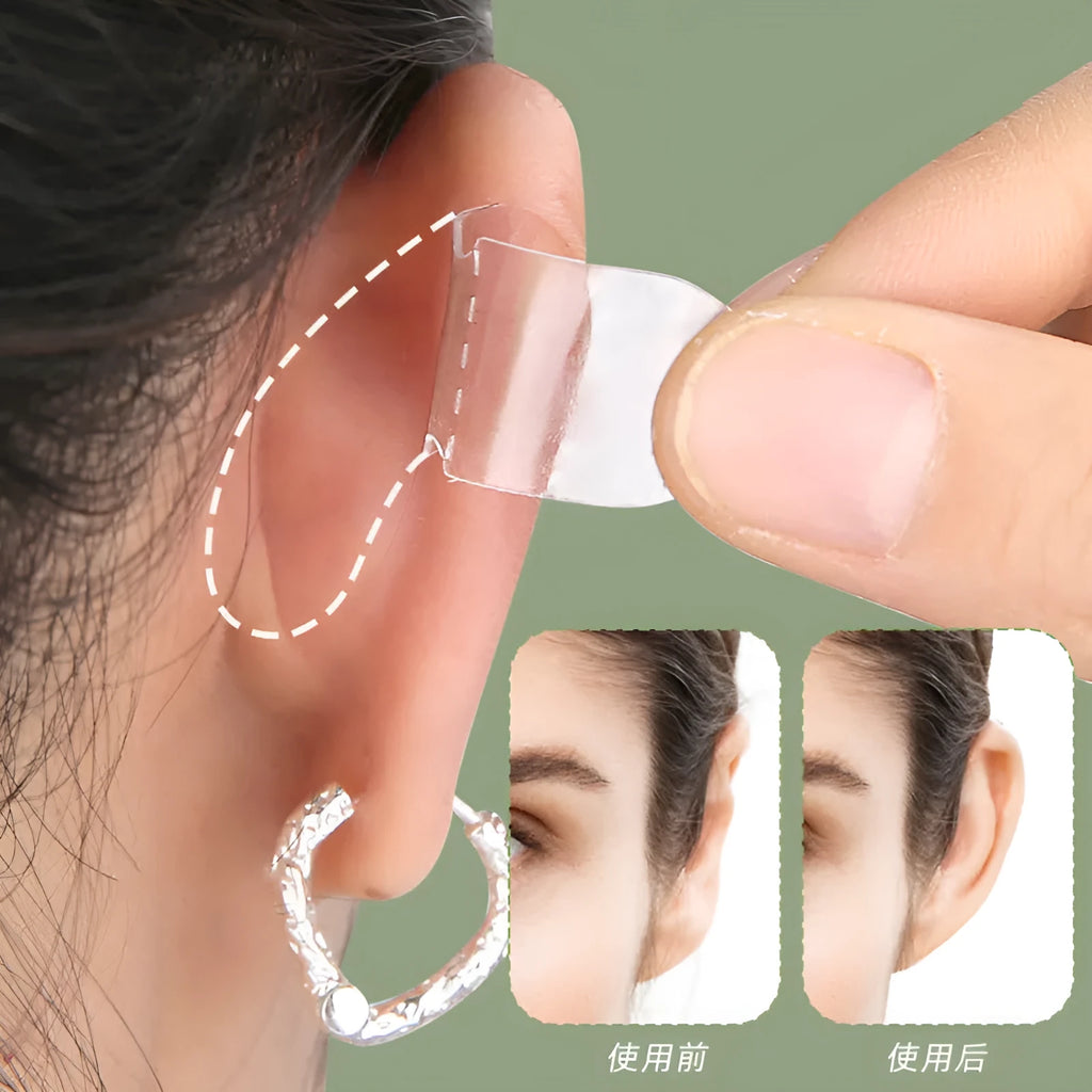 Transparent and frosted disposable ear patches for invisible hairstyling support