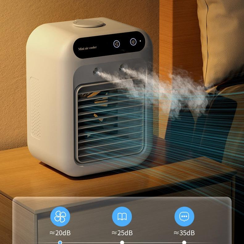 Portable Air Cooler & Mini Humidifier - USB Rechargeable Wireless Desk Fan with Cooling Mist, Compact Air Conditioner for Home, Office & Car