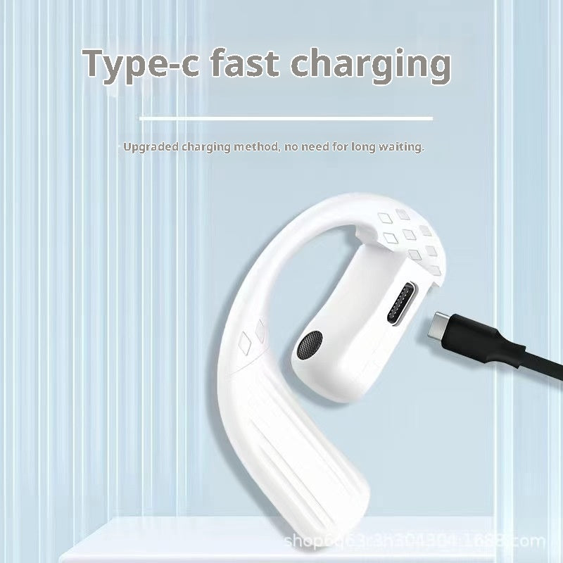 Open-Ear Wireless Bluetooth Earpiece - 180° Adjustable Ear Hook Headset with Mic & Touch Control for Driving & Sports