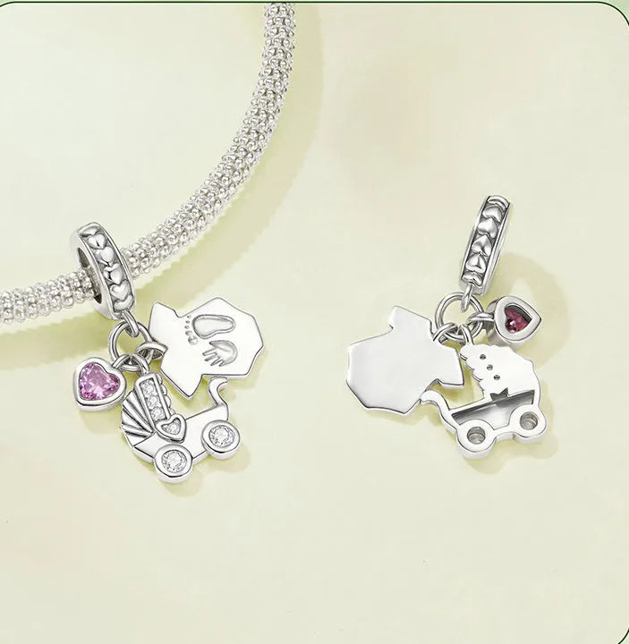 925 silver love heart pendant charm 2.3x1.8cm with inlay finish on white background