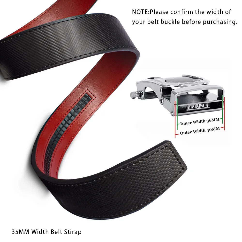 Men's automatic buckle genuine leather belt in business casual style, alloy buckle, plain colour