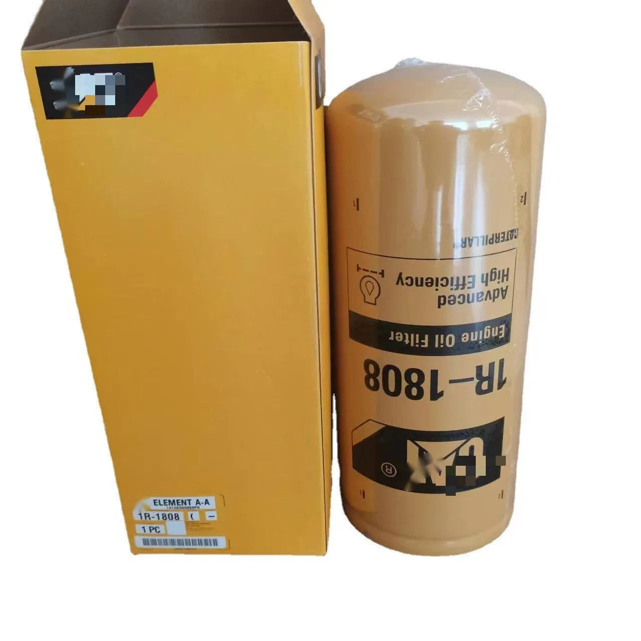 Carter 1R-1808 metal oil filter element for excavator hydraulic systems.
