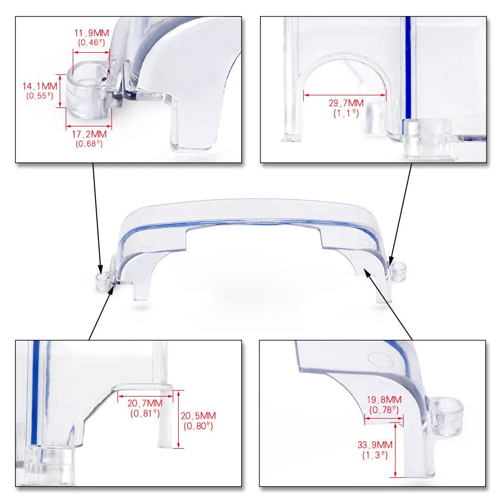 Transparent plastic car gear shift surround cover for Lexus and Toyota models.