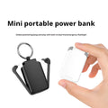 Black anti-lost power bank keychain with 2000mAh battery, ABS casing, USB 2.0 port, keychain attachment