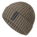 Unisex winter knit letter cap in coffee colour, cotton and coral wool blend beanie for adults
