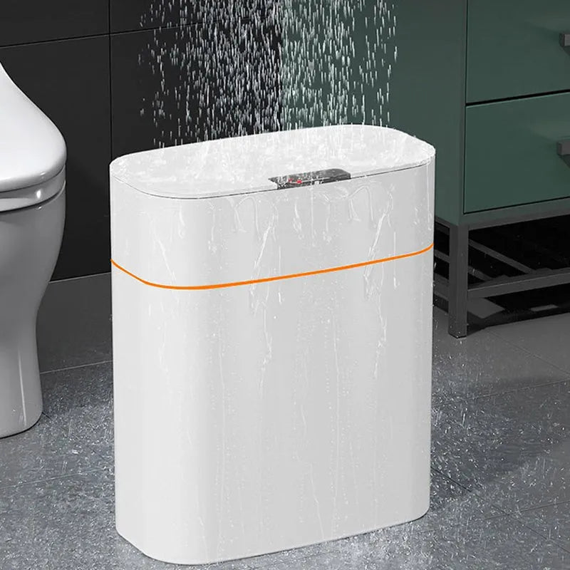 Smart induction trash can 16L white ABS automatic lid dustbin with sensor