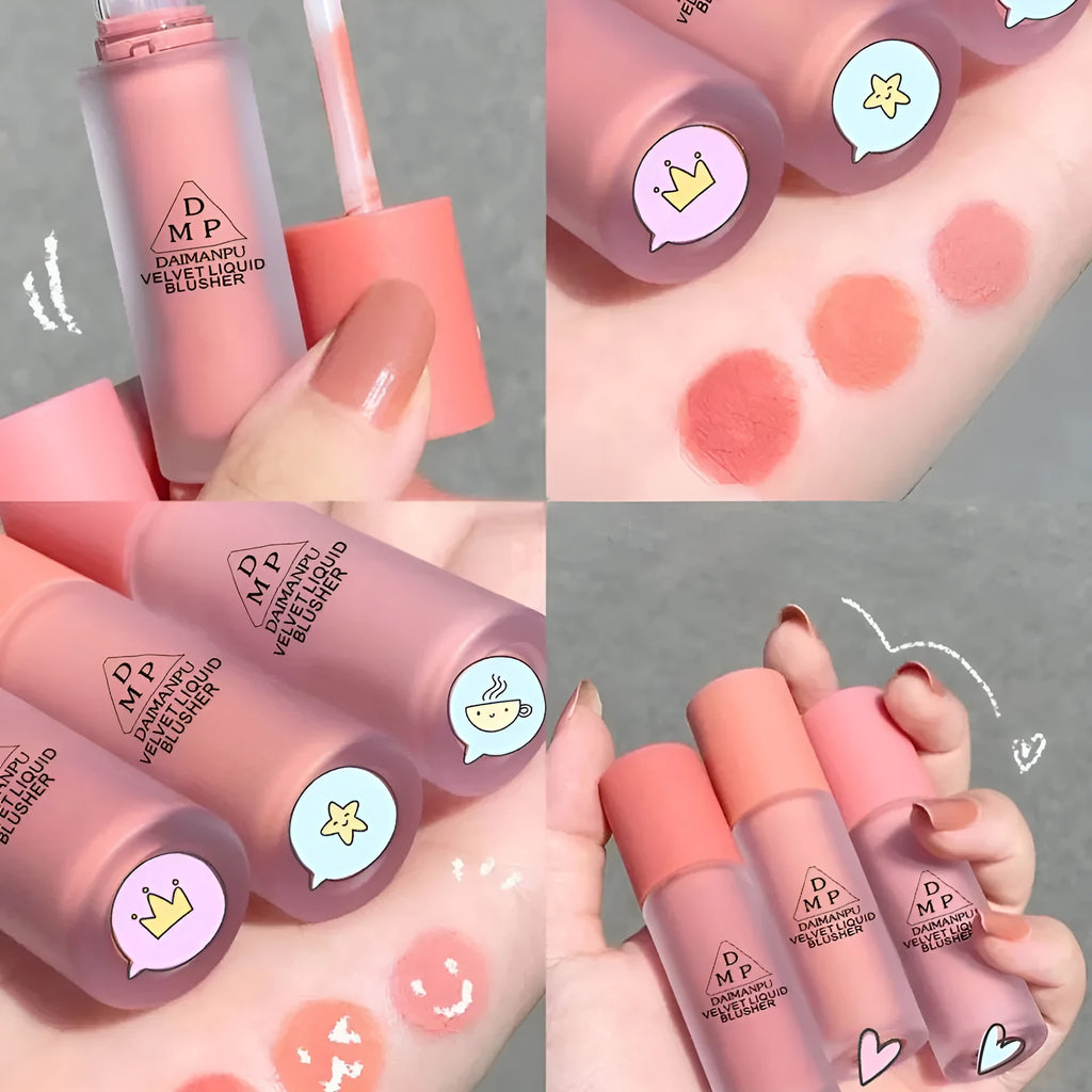 Liquid blush 3.5g natural brightening nude makeup rouge in pot with three colour options