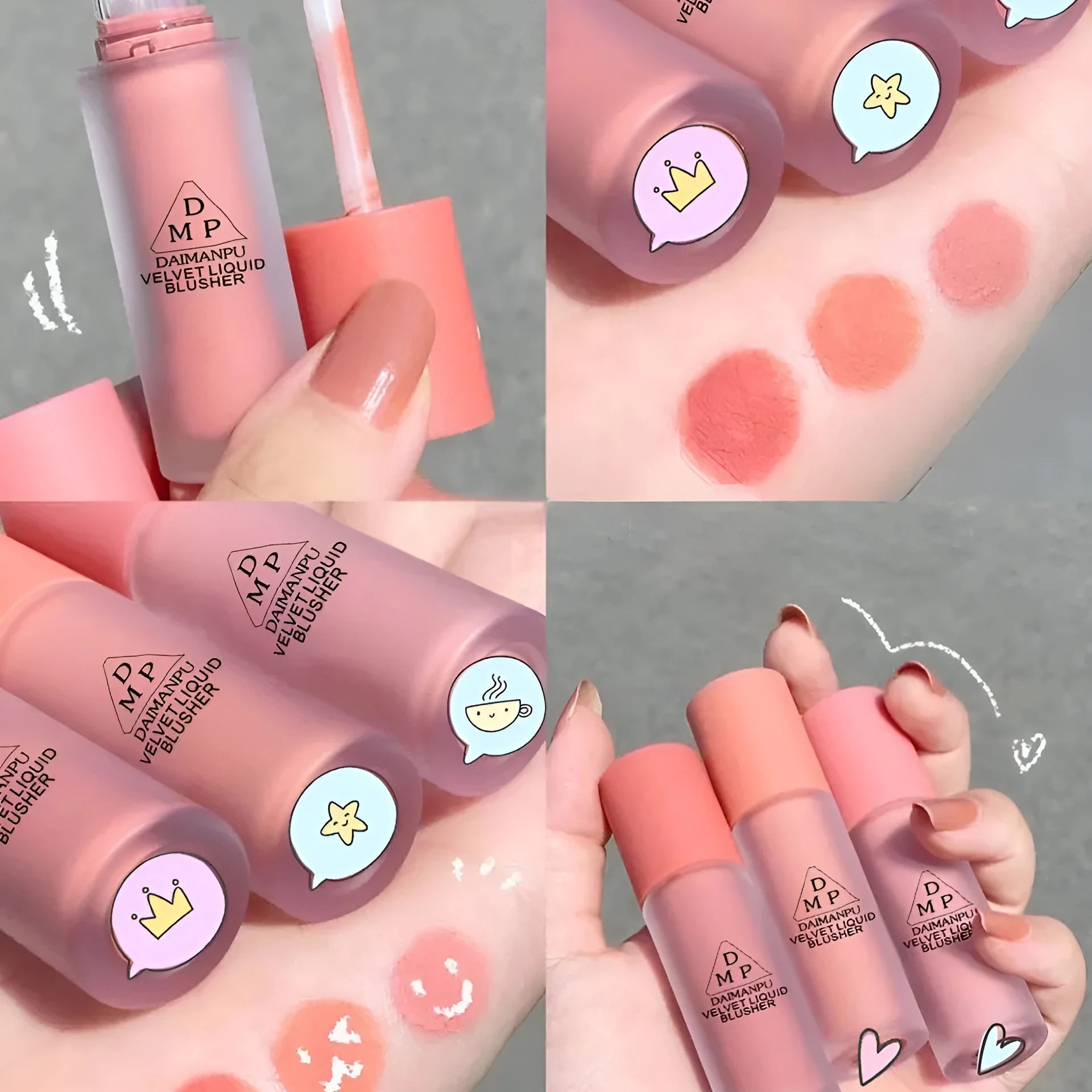 Liquid blush 3.5g natural brightening nude makeup rouge in pot with three colour options