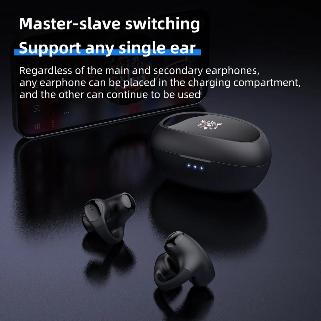 T306 black and white wireless Bluetooth gaming headset with sports ear hook design