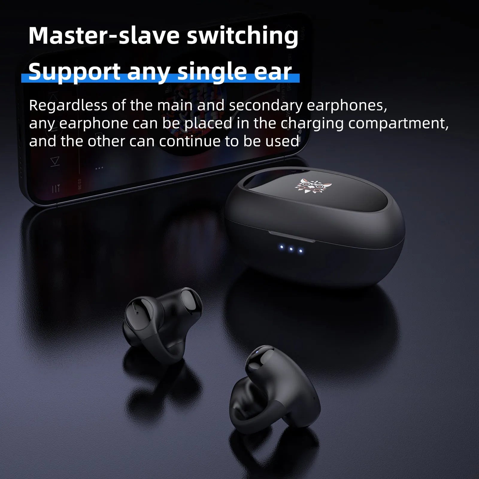 T306 black and white wireless Bluetooth gaming headset with sports ear hook design