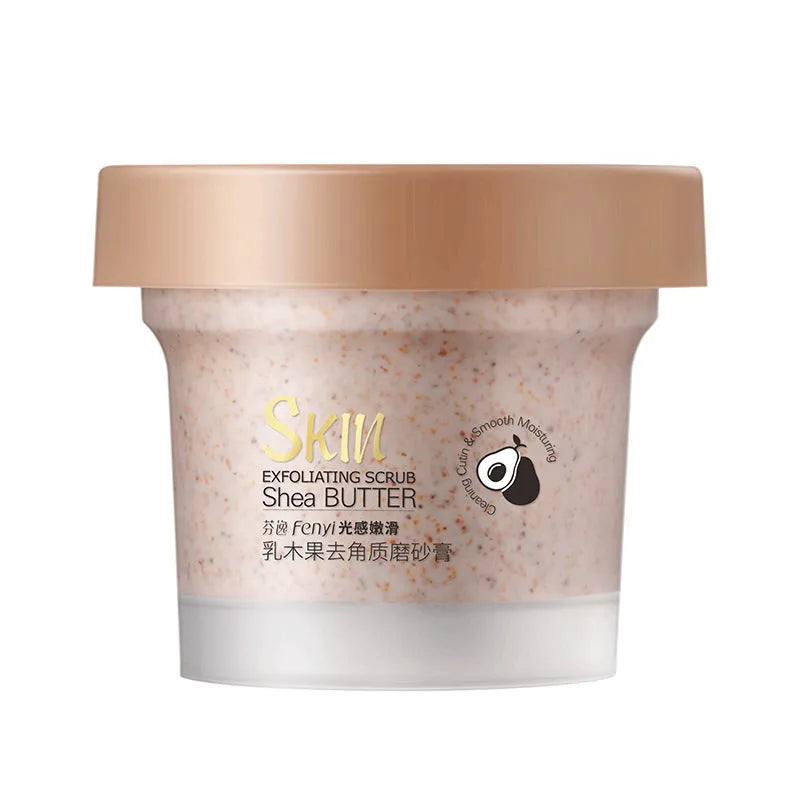 Fenyi Light Shea Butter Scrub 100g tub in light brown colour for gentle exfoliation