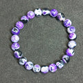 8mm diameter natural agate beaded bracelet with glass and coloured glaze beads in bohemian style