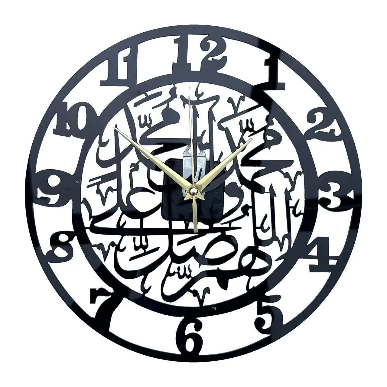 Acrylic black wall clock with gold trim, 30cm Mediterranean style wall hanging