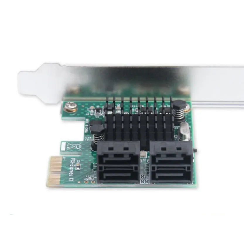 Green PCIE to SATA3.0 extension card with four SATA3.0 ports and PCI-Ex1 bus interface